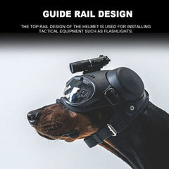 Tactical Dog Helmet with Rail & Goggles